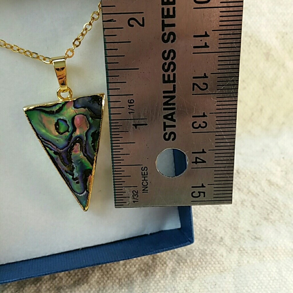 NEW Australian Abalone Necklace 18k Gold 14K Chain - Picture 6 of 8